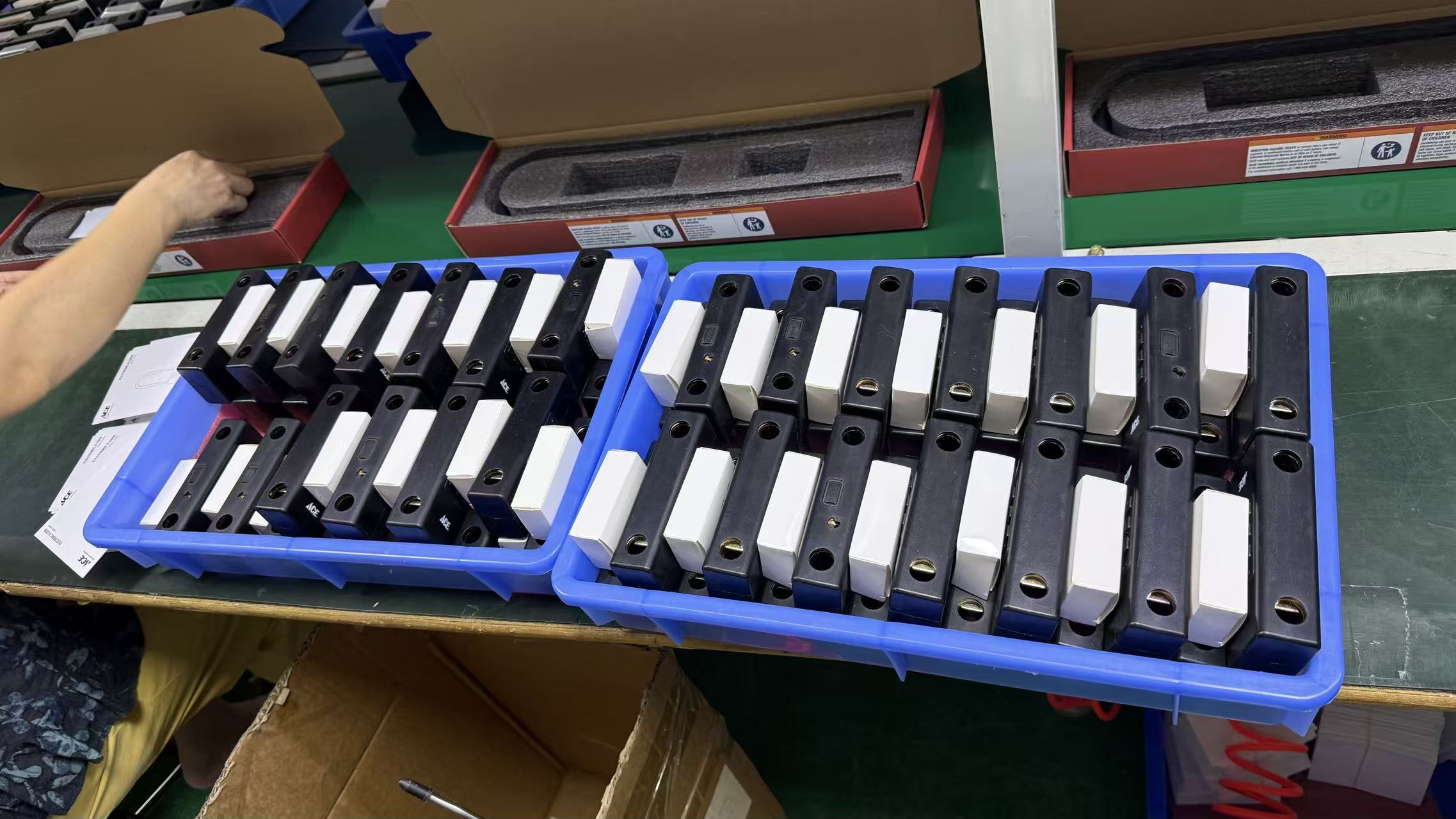 Manufactured products arranged for inspection and packing