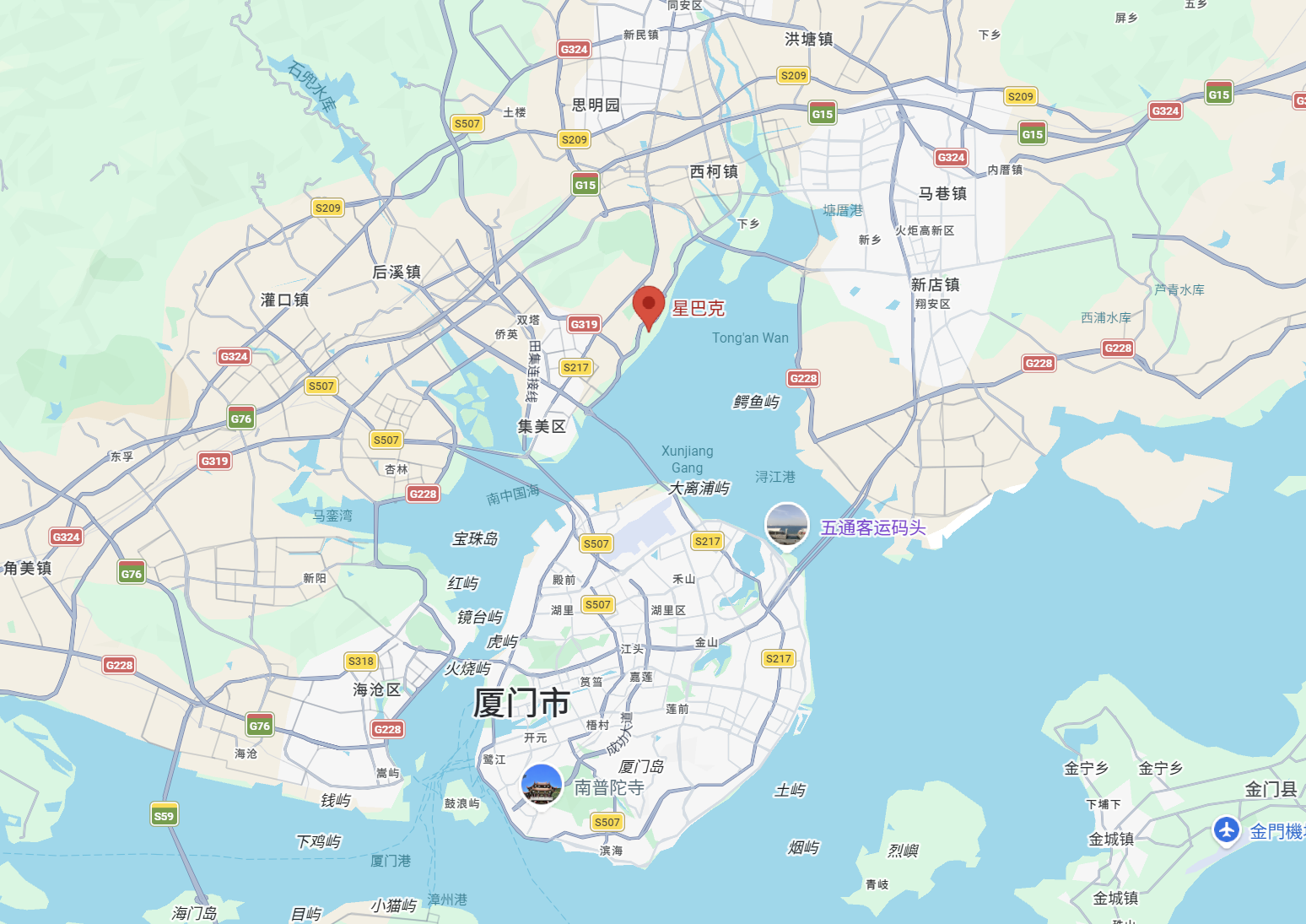 Map showing the Xiamen team location